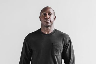 Nobull Heavyweight Pocket Men's Long Sleeves Black | Australia (KV8140)